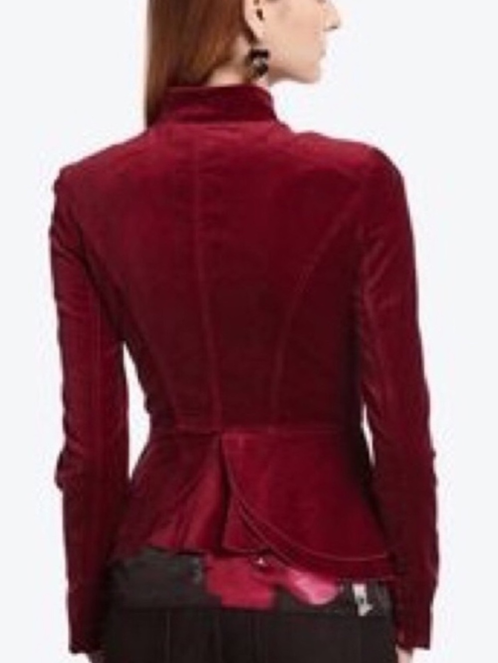 White House Black Market Burgundy Velvet Jacket - Picture 2 of 9
